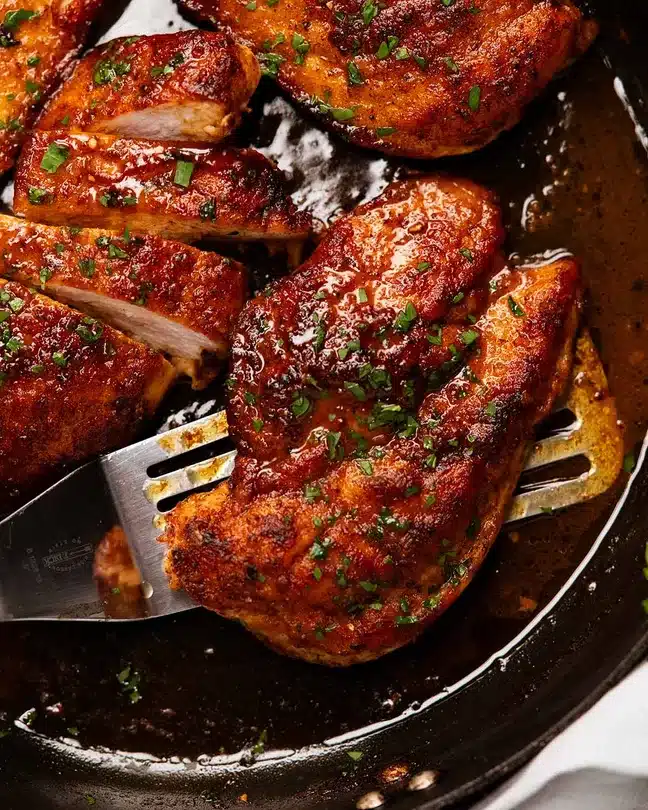 White Wine or Stock/Broth for Pan Sauce & Deglazing After searing your chicken breast fillets, the pan will have delicious golden bits stuck to the bottom — these are called fond, and they’re packed with flavor. To turn these bits into a rich, flavorful pan sauce, we use white wine or chicken stock to deglaze the pan. White wine or chicken stock – ⅓ cup Choose any dry white wine that isn’t too sweet or overly oaky. Chardonnay is a favorite because it adds bold, buttery flavor that enhances the chicken. Sauvignon Blanc, Pinot Grigio, or even flat champagne works perfectly. If you prefer to skip alcohol, use low-sodium chicken stock or broth for a rich, savory sauce. What is Deglazing? Deglazing might sound fancy, but it’s actually very simple. It just means adding a liquid to a hot pan after cooking meat to loosen and dissolve the flavorful browned bits stuck to the bottom. These bits are full of taste and become the base of your sauce. When you pour the wine or stock into the pan, it simmers rapidly, lifting the fond and blending all the flavors together. Then you stir in butter to make the sauce silky, rich, and ready to pour over your perfectly cooked chicken breast fillets. 💡 Pro Tip: Even if you’ve never deglazed a pan before, you’ve probably done it without realizing — like when you add water or stock to a frying pan after cooking onions or meat to make a simple sauce. Deglazing is just the professional version of this technique and turns a simple chicken fillet into a restaurant-quality dish. Bonus: Deglazing isn’t just for wine — you can use lemon juice, vinegar, or even a splash of soy sauce for different flavor profiles. Experiment to find your favorite!